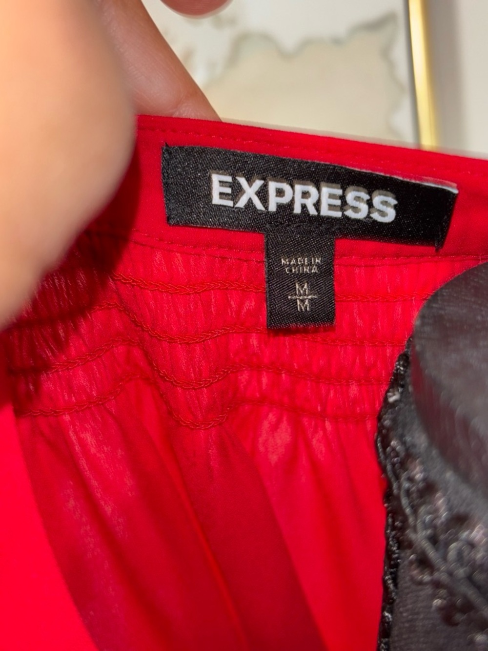 Express Red V-Neck Long Sleeve Blouse - Picture 4 of 5
